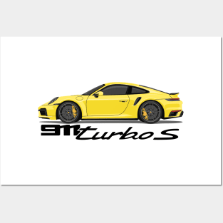 supercar 911 turbo s 992 yellow Posters and Art